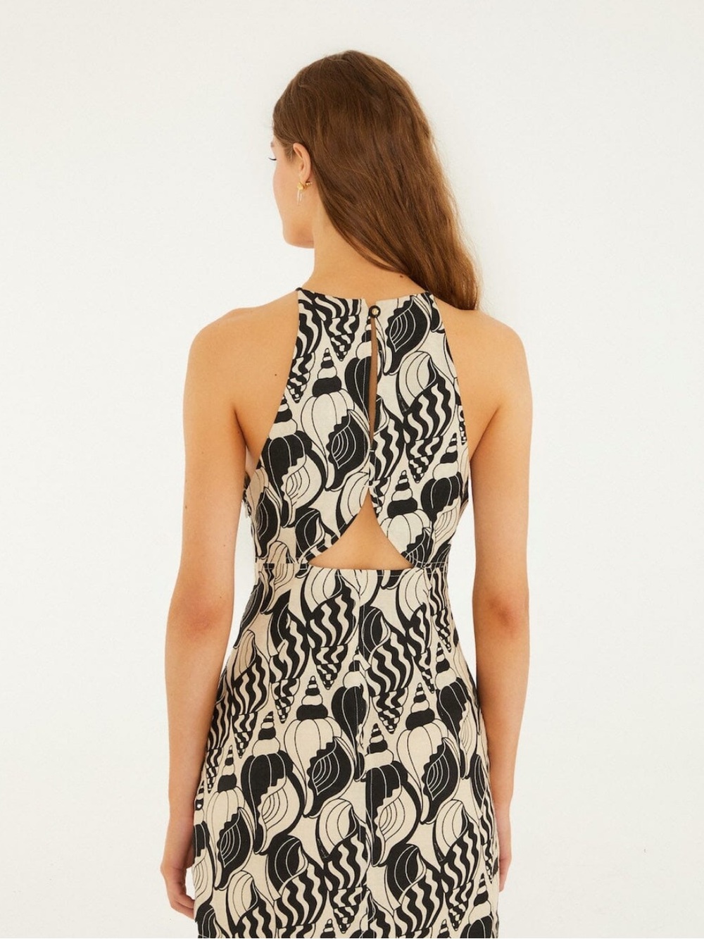 🐚 FARM Rio Sand Diamond Seashell Serenade Cut-Out Mini Dress - Picture 3 of 11